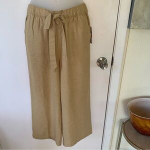 NWT Michael Kors linen blend beige pull on stretch waist pants size S